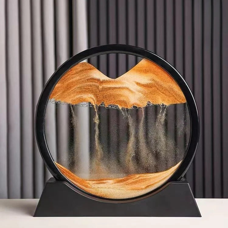 3D Hourglass Quicksand Moving Sand Art Picture Round Glass