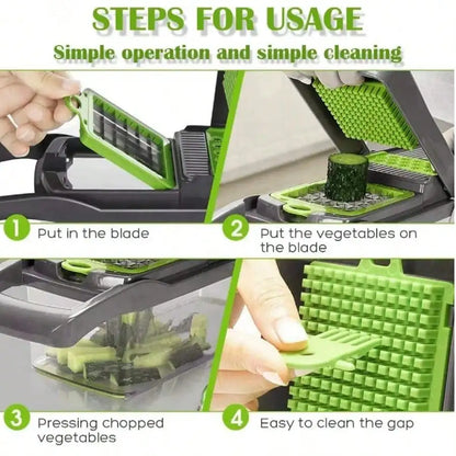 16-In-1 Vegetable Chopper With 8 Blades, Container, Shredder