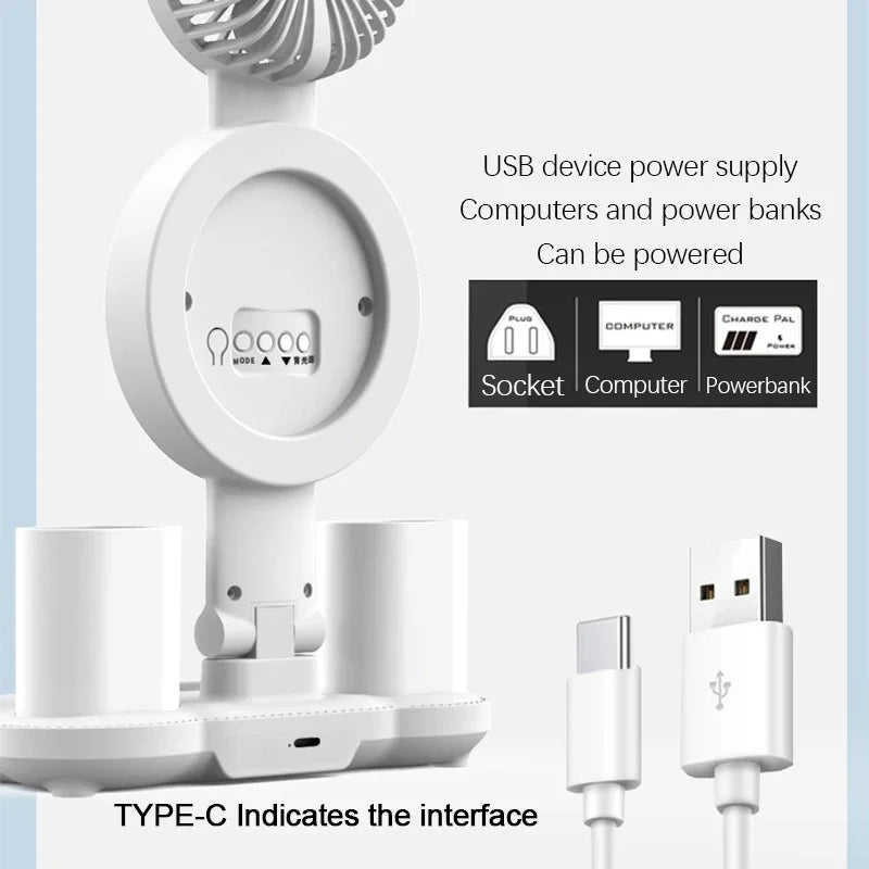 LED Table Lamp with Fan And Clock Display Reading Desk Light