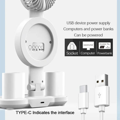 LED Table Lamp with Fan And Clock Display Reading Desk Light