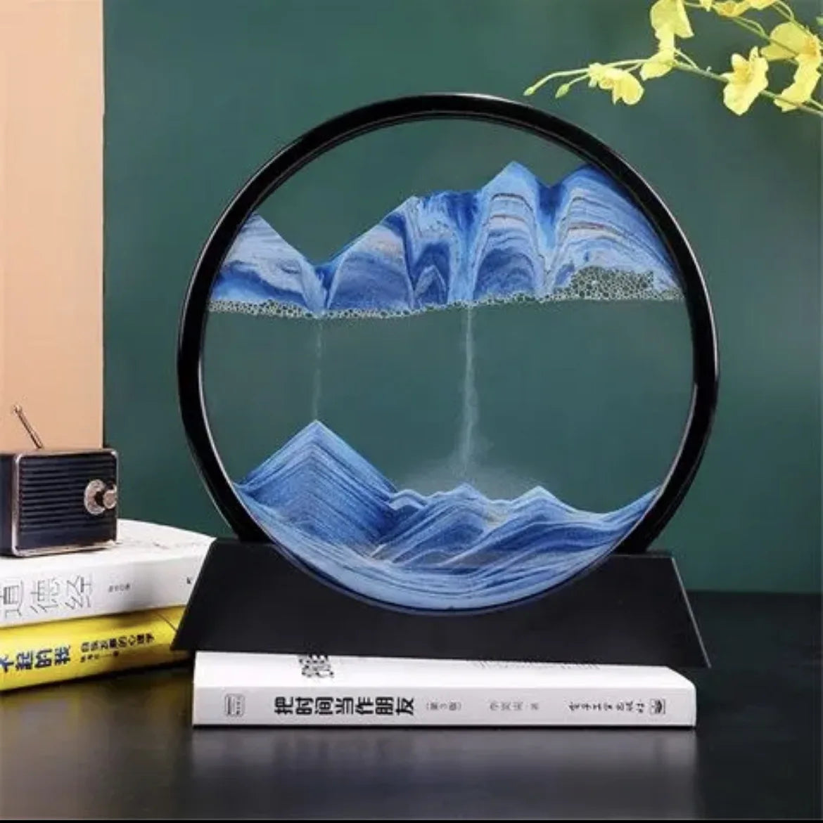 3D Hourglass Quicksand Moving Sand Art Picture Round Glass