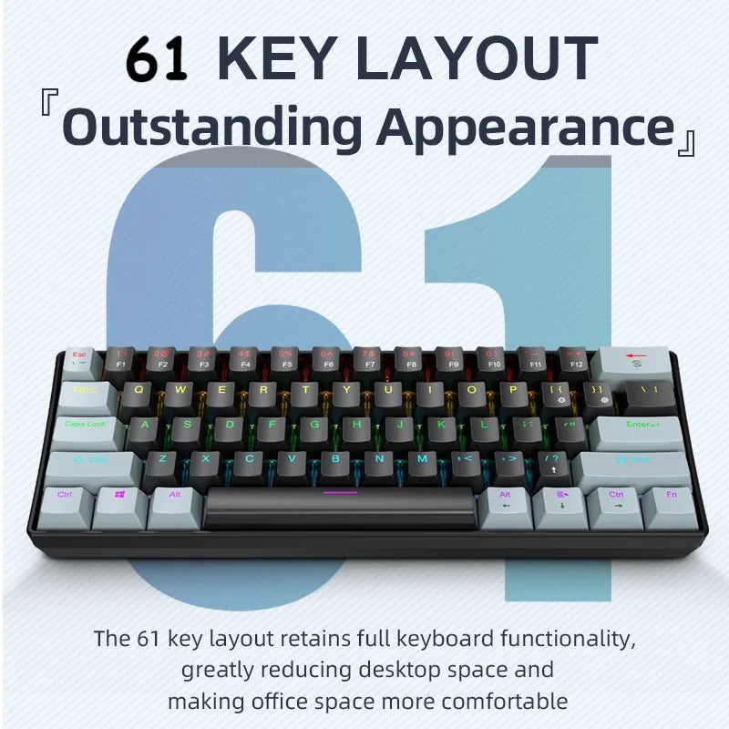 Mini Keyboard APAYADO K61 Mechanical Keyboard Wired,