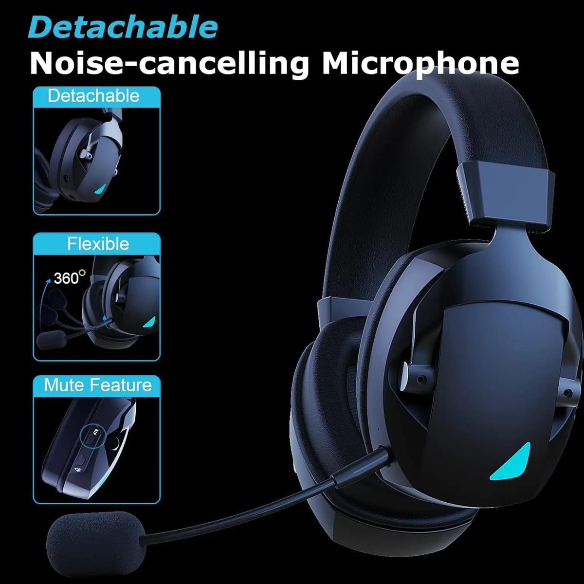 Gaming Headset with Detachable Noise Cancelling Microphone,