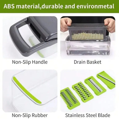 16-In-1 Vegetable Chopper With 8 Blades, Container, Shredder