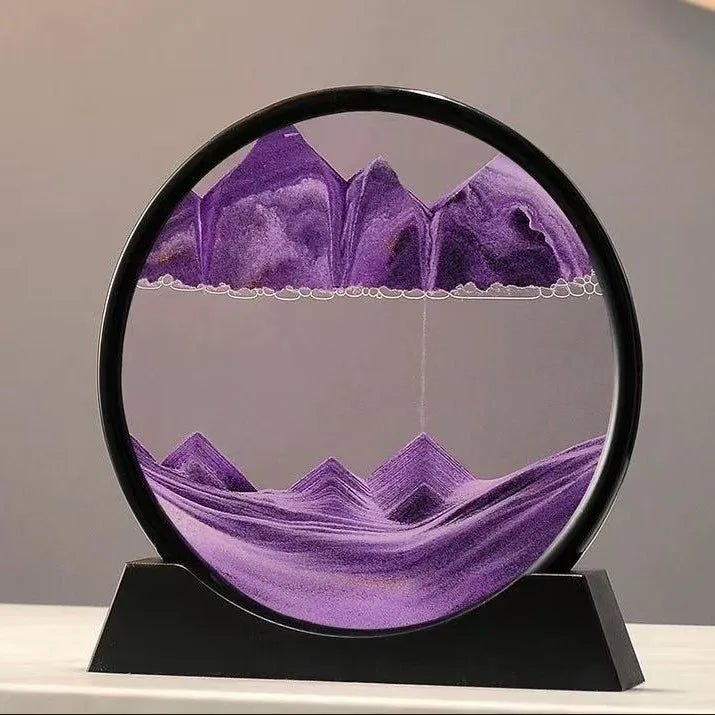 3D Hourglass Quicksand Moving Sand Art Picture Round Glass