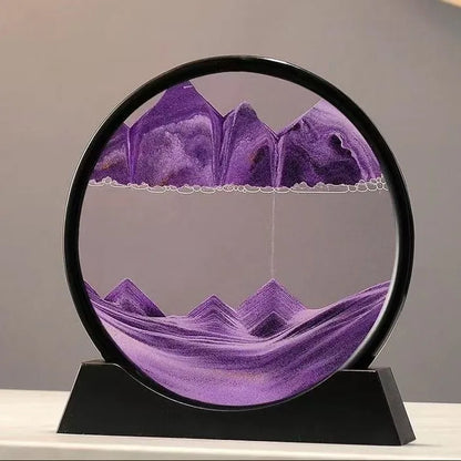 3D Hourglass Quicksand Moving Sand Art Picture Round Glass