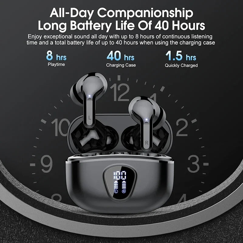 New Wireless Earbuds HiFi Stereo Headphones BT5.3 with ENC Noise