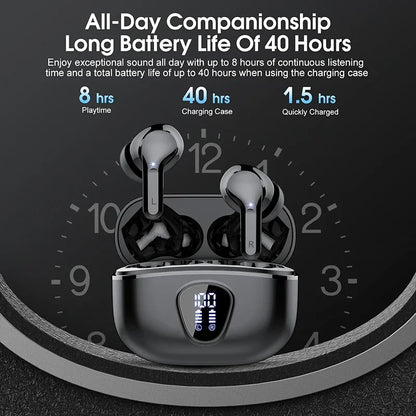 New Wireless Earbuds HiFi Stereo Headphones BT5.3 with ENC Noise