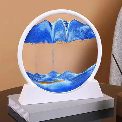 3D Hourglass Quicksand Moving Sand Art Picture Round Glass