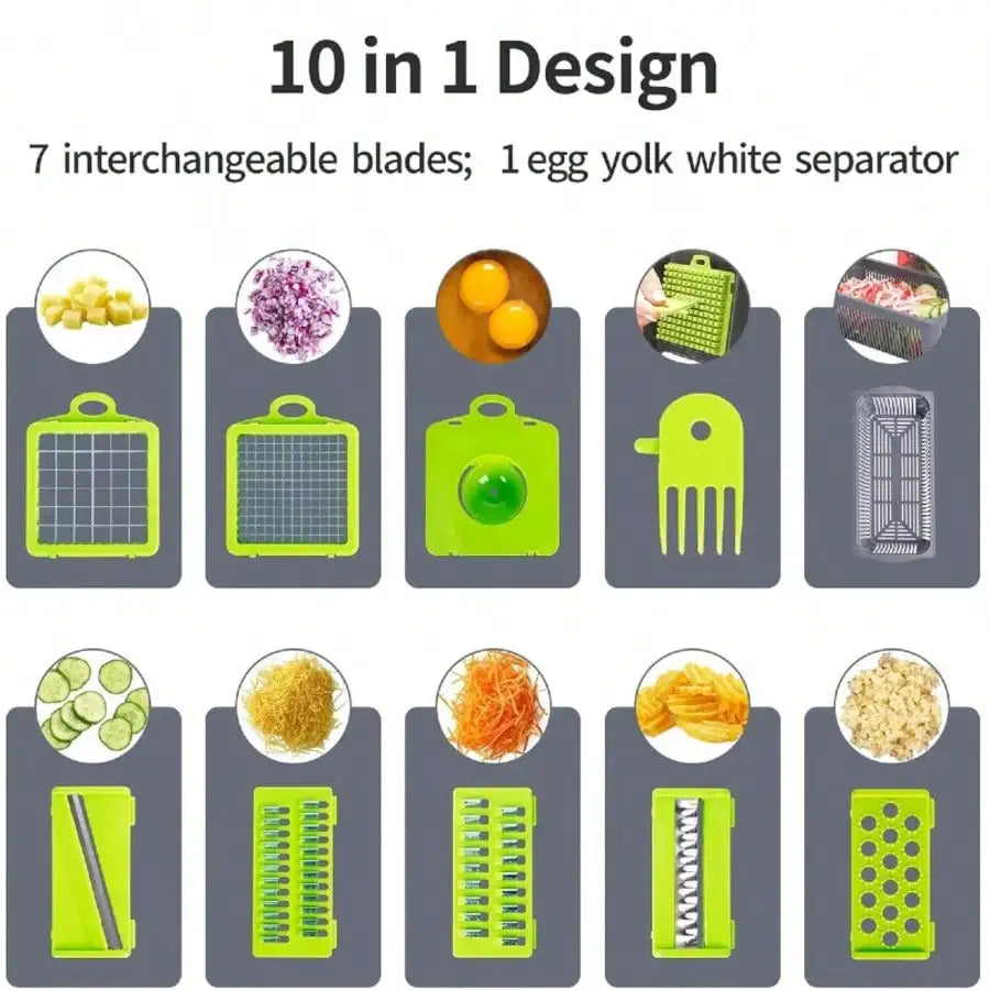16-In-1 Vegetable Chopper With 8 Blades, Container, Shredder