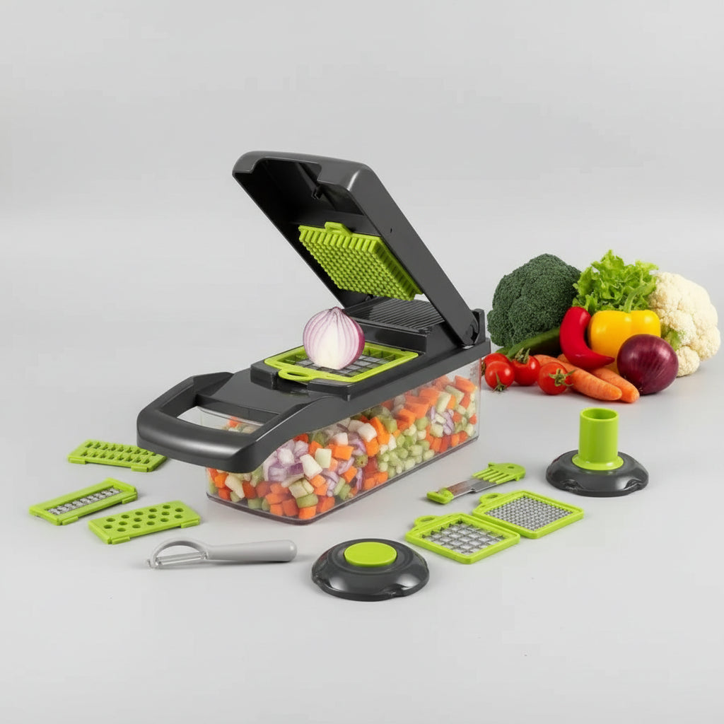 16-In-1 Vegetable Chopper With 8 Blades, Container, Shredder