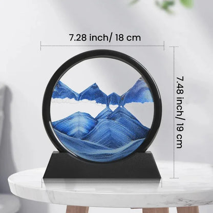 3D Hourglass Quicksand Moving Sand Art Picture Round Glass