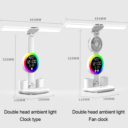 LED Table Lamp with Fan And Clock Display Reading Desk Light