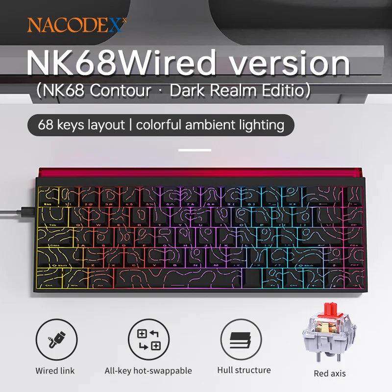 New Ajazz Nacodex Nk68 Mechanical Keyboard Terrain Keycap