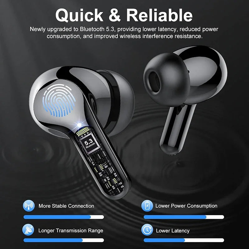New Wireless Earbuds HiFi Stereo Headphones BT5.3 with ENC Noise