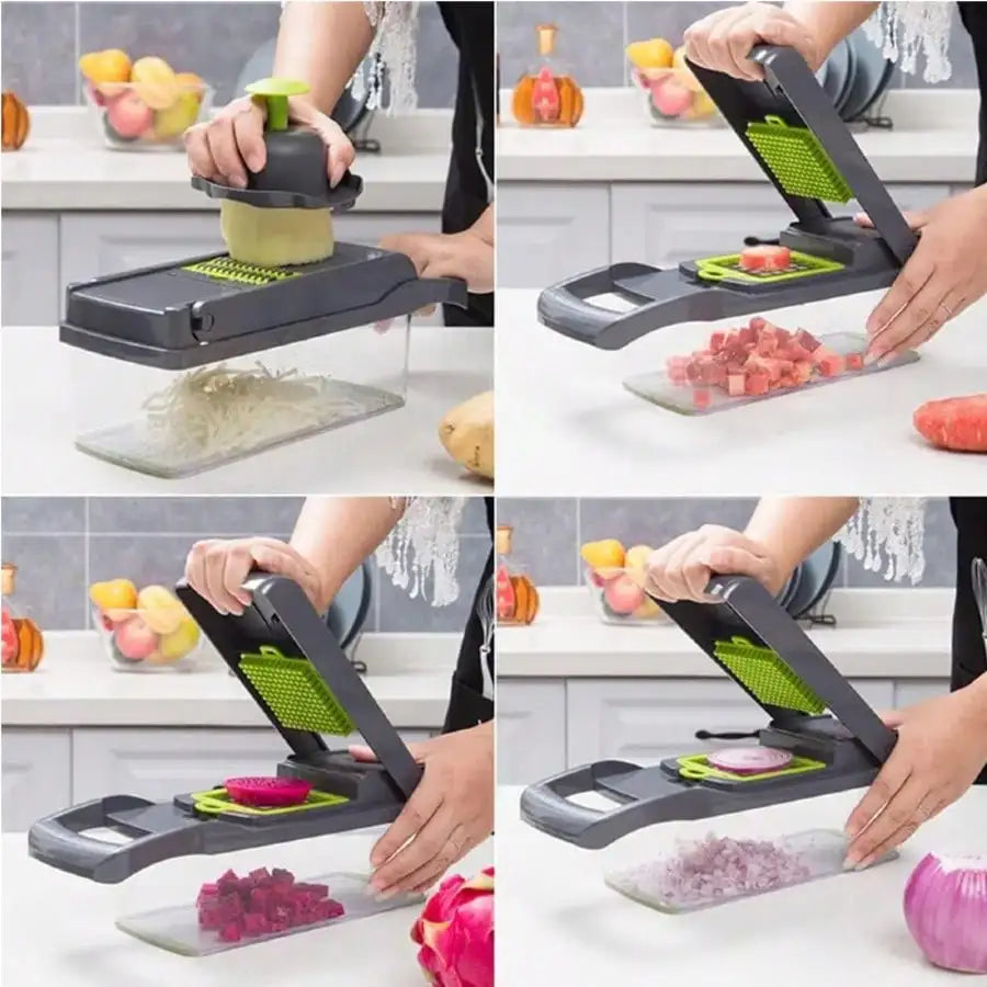 16-In-1 Vegetable Chopper With 8 Blades, Container, Shredder