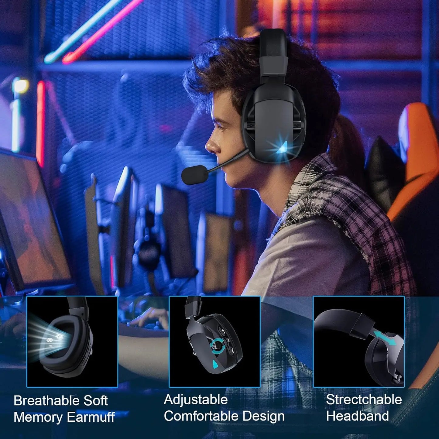 Gaming Headset with Detachable Noise Cancelling Microphone,