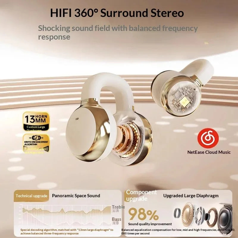 Open Clip Wireless Earbuds Anti Sound Leak Construction Immersive