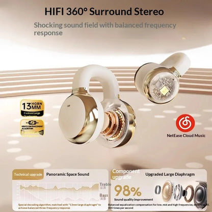 Open Clip Wireless Earbuds Anti Sound Leak Construction Immersive