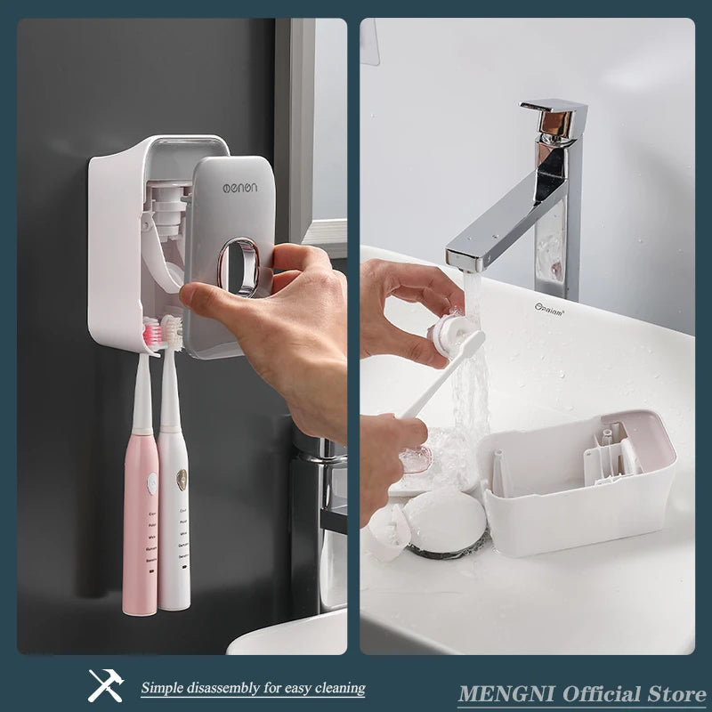 MENGNI Toothpaste Dispenser Wall-Mounted Bathroom Toothpaste