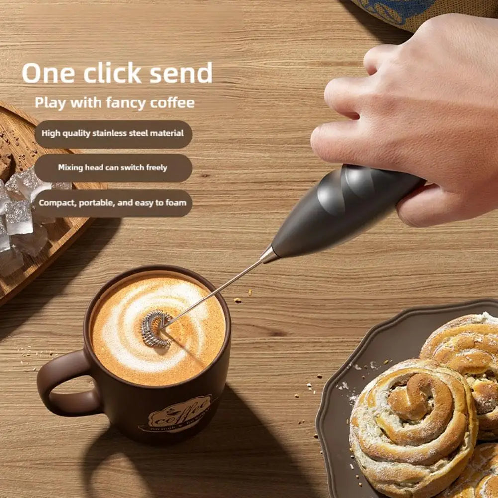 Wireless Electric Milk Frother Battery-Powered Handheld Foamer