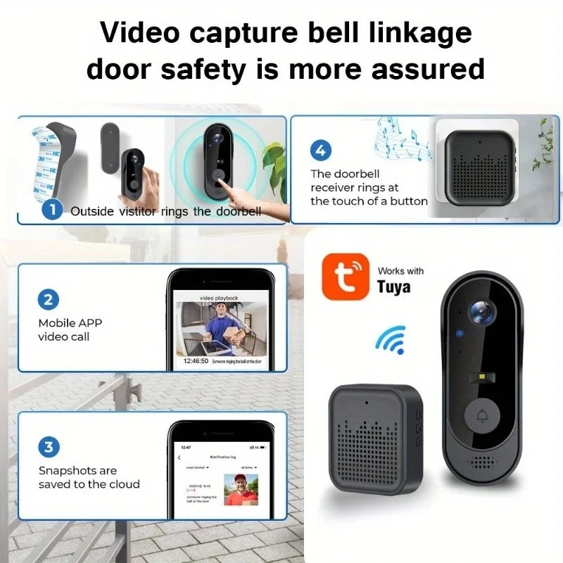 Tuya WiFi Home Smart Video Doorbell Outdoor Bidirectional